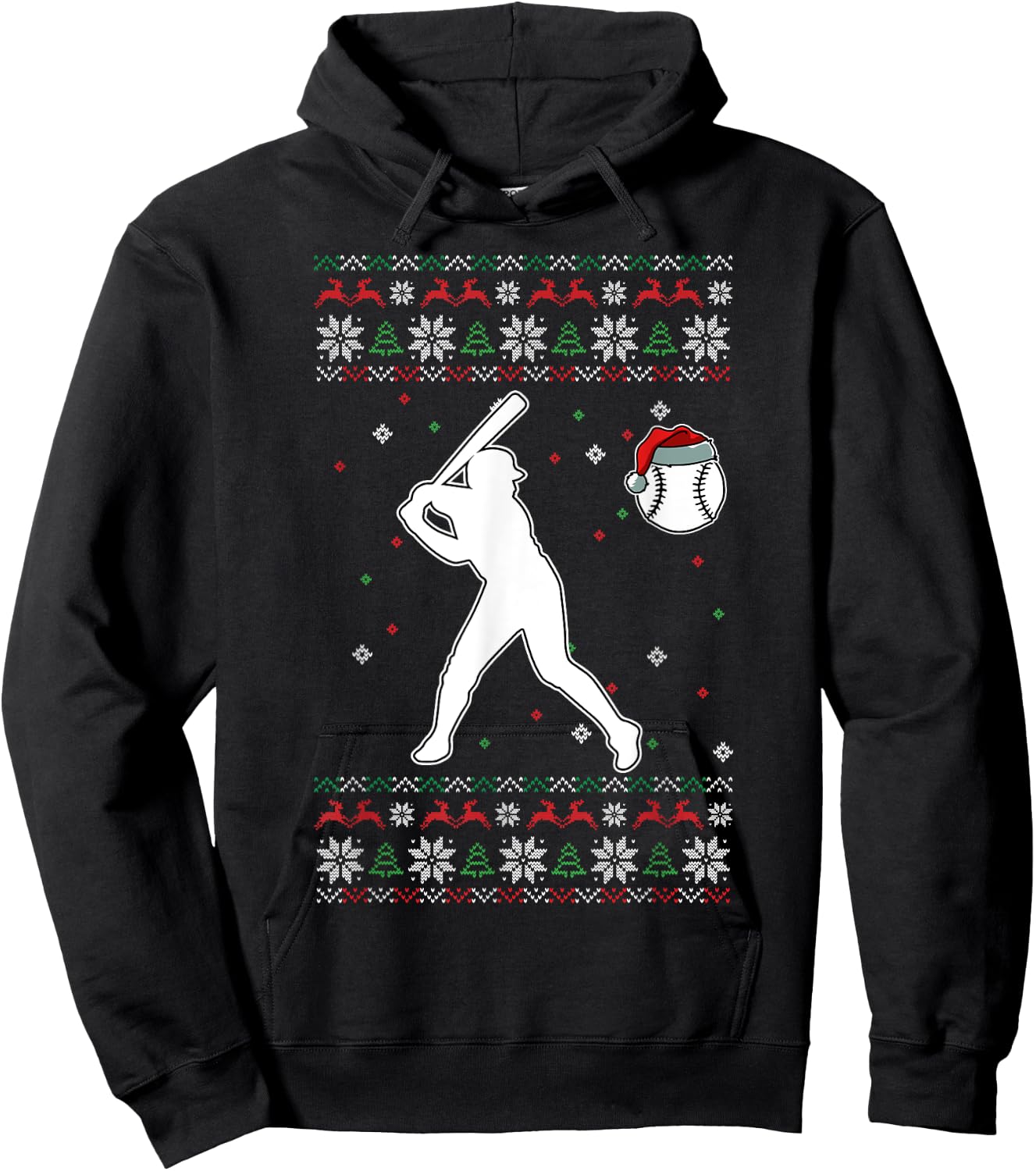 Baseball Player Christmas Cool Ugly X-Mas Pajama Boys Kids Hoodie - Hoodie | Black