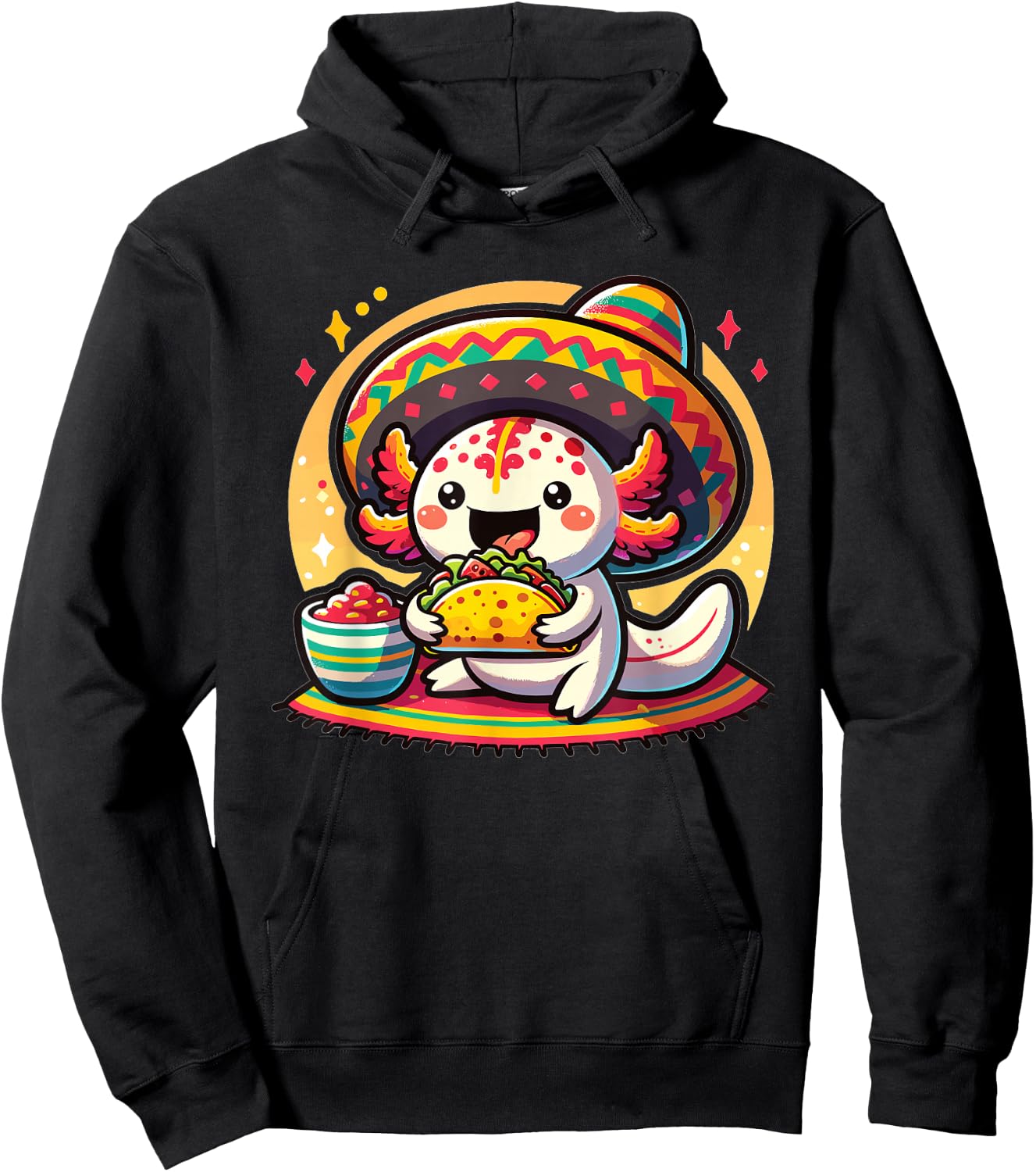 Tacolotl Funny Mexican Axolotl Eats Taco Hoodie - Hoodie | Black