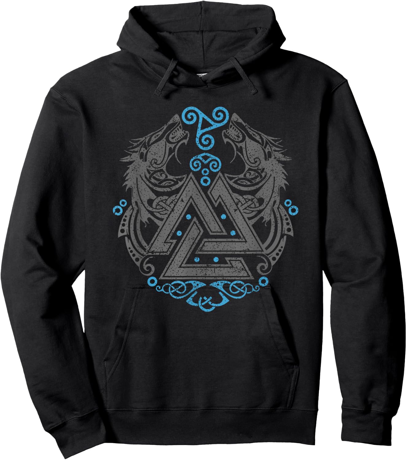 Walhalla Wolf Wolves Odins Runes Valknut Symbol Viking Hoodie - Hoodie | Black