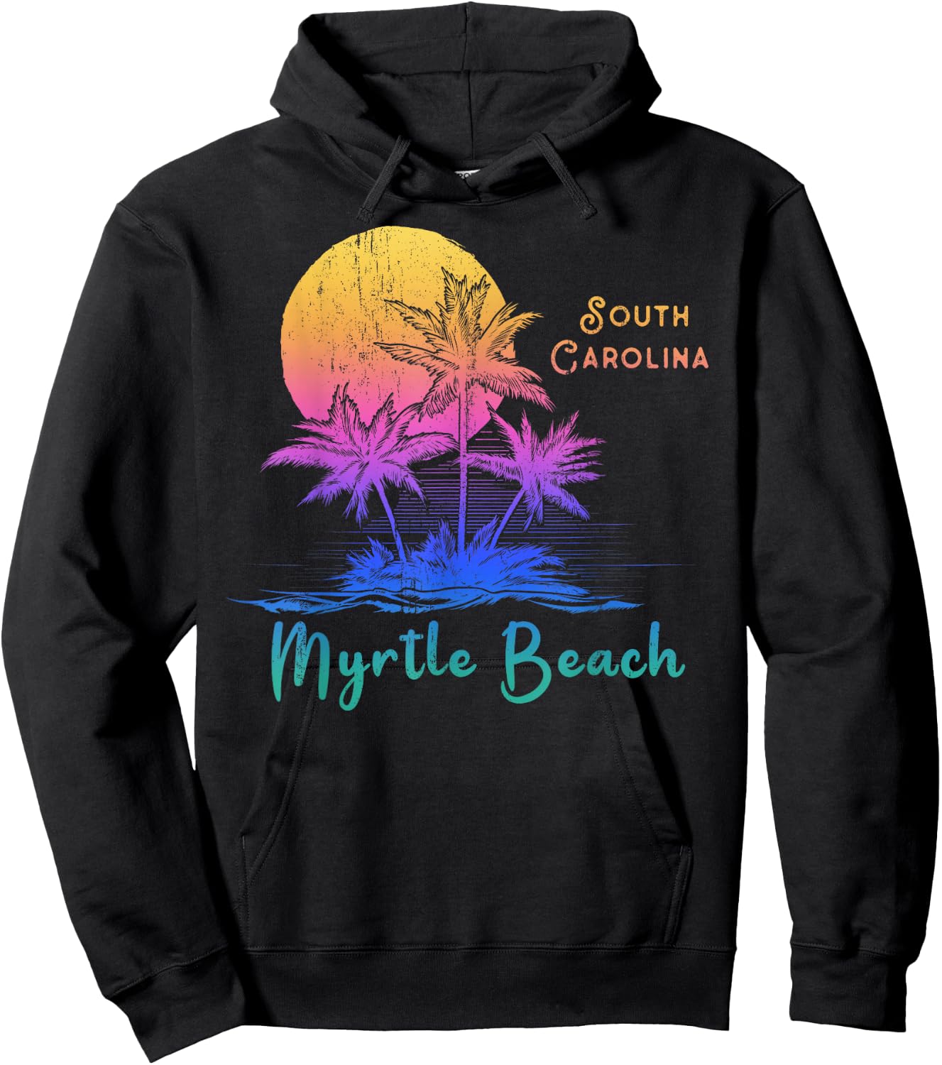 Myrtle Beach Palmetto Tree South Carolina Vacations Camping Hoodie - Hoodie | Black