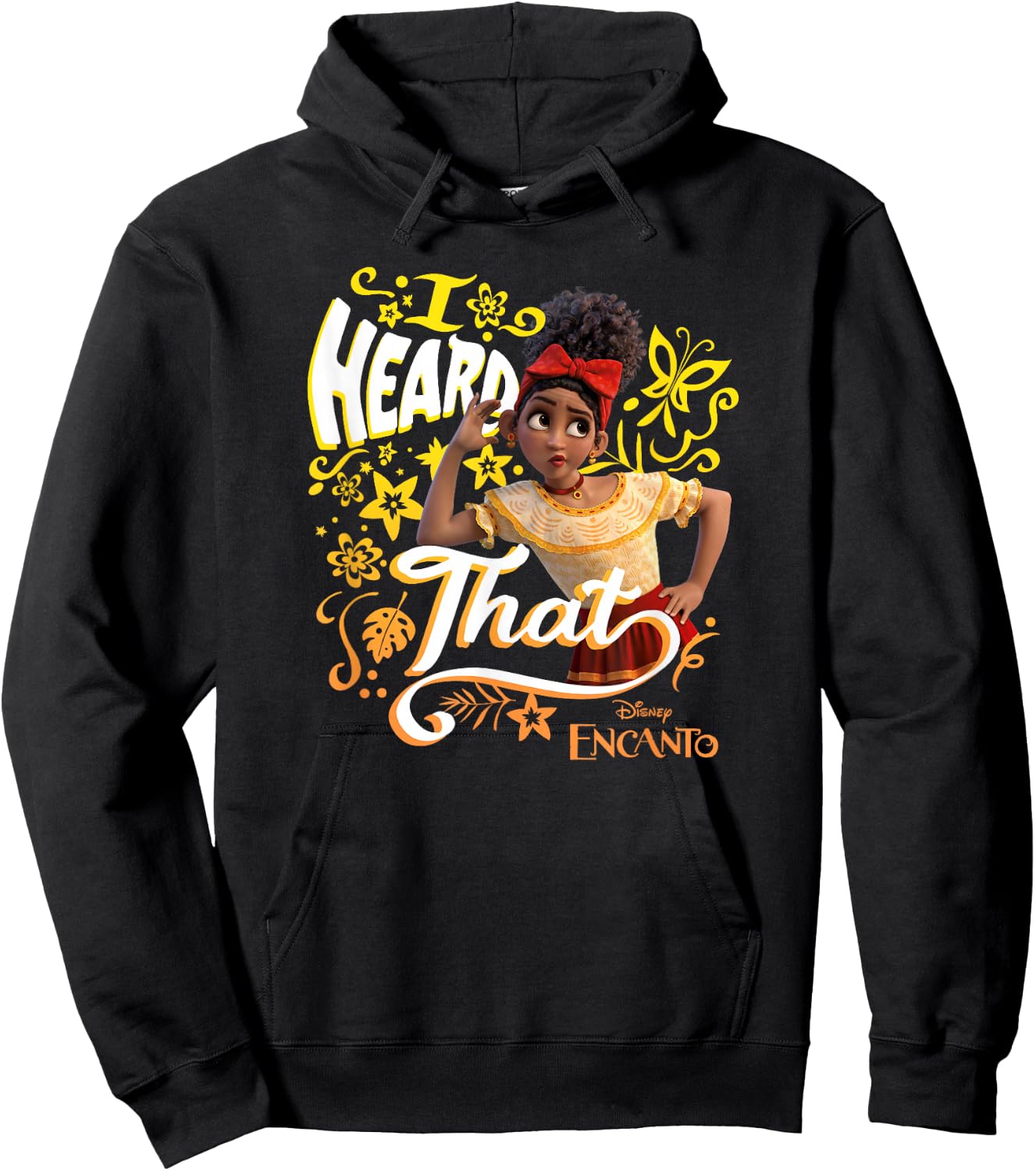 Disney Encanto Dolores I Heard That Portrait Small Hoodie - Hoodie | Black