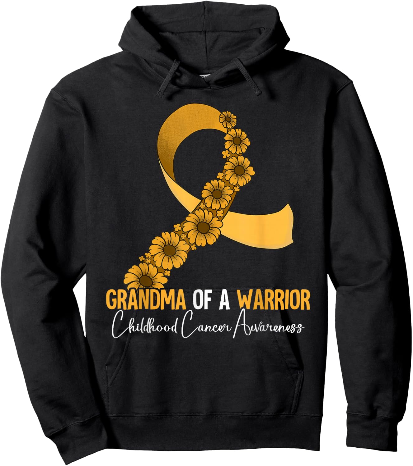Grandma Of A Warrior Childhood Cancer Awareness Hoodie - Hoodie | Black