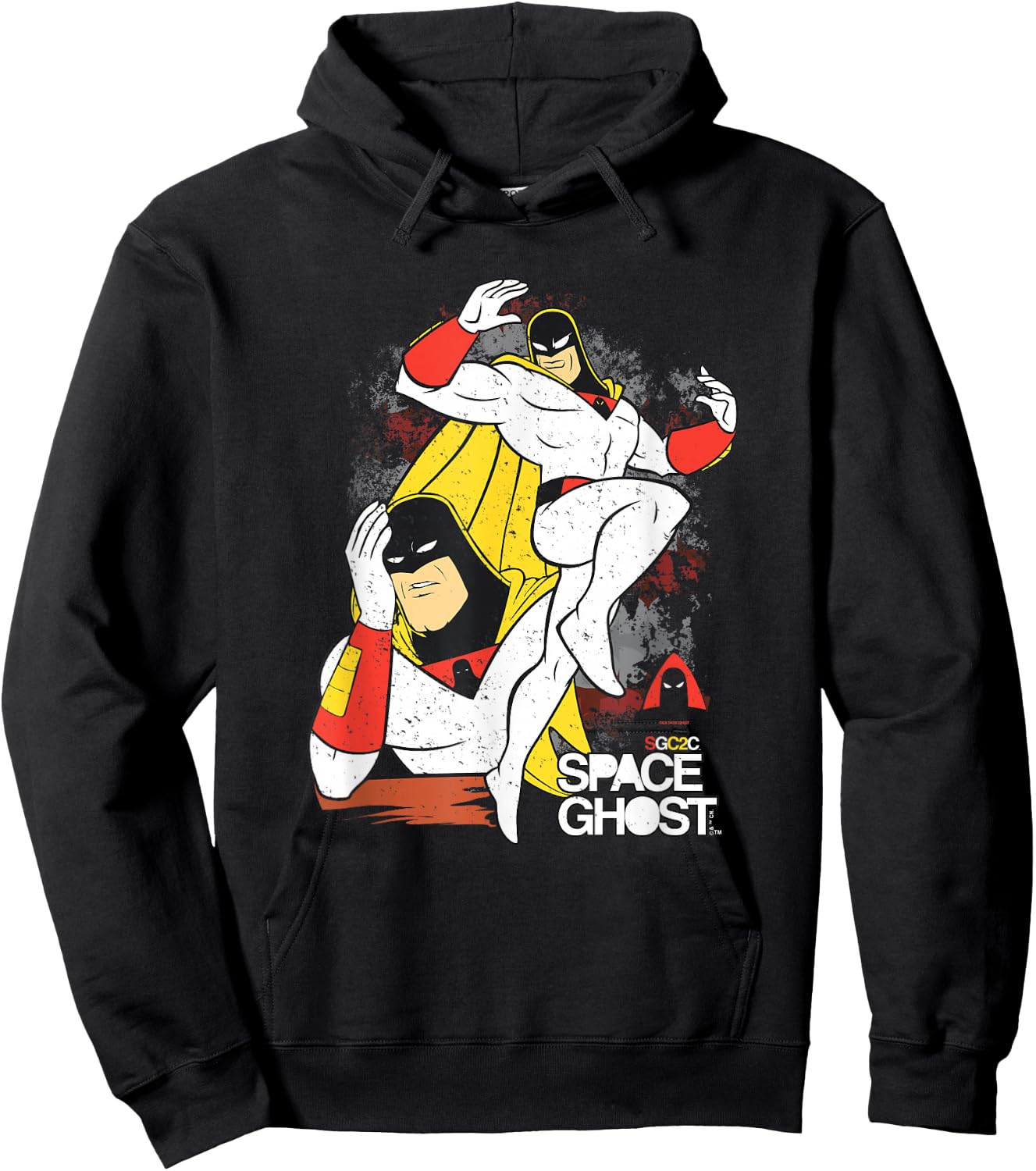 Space Ghost Coast to Coast Vintage Faded Superhero Pose Hoodie - Hoodie | Black