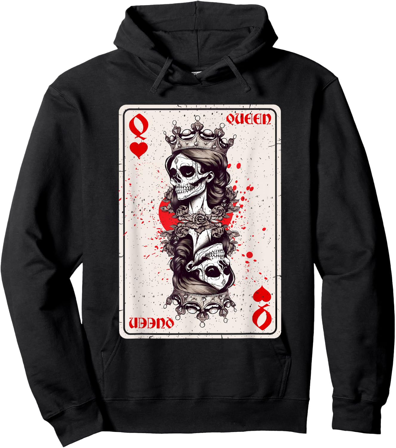 Queen of Hearts Card Game Horror Heart Queen Gothic Hoodie - Hoodie | Black
