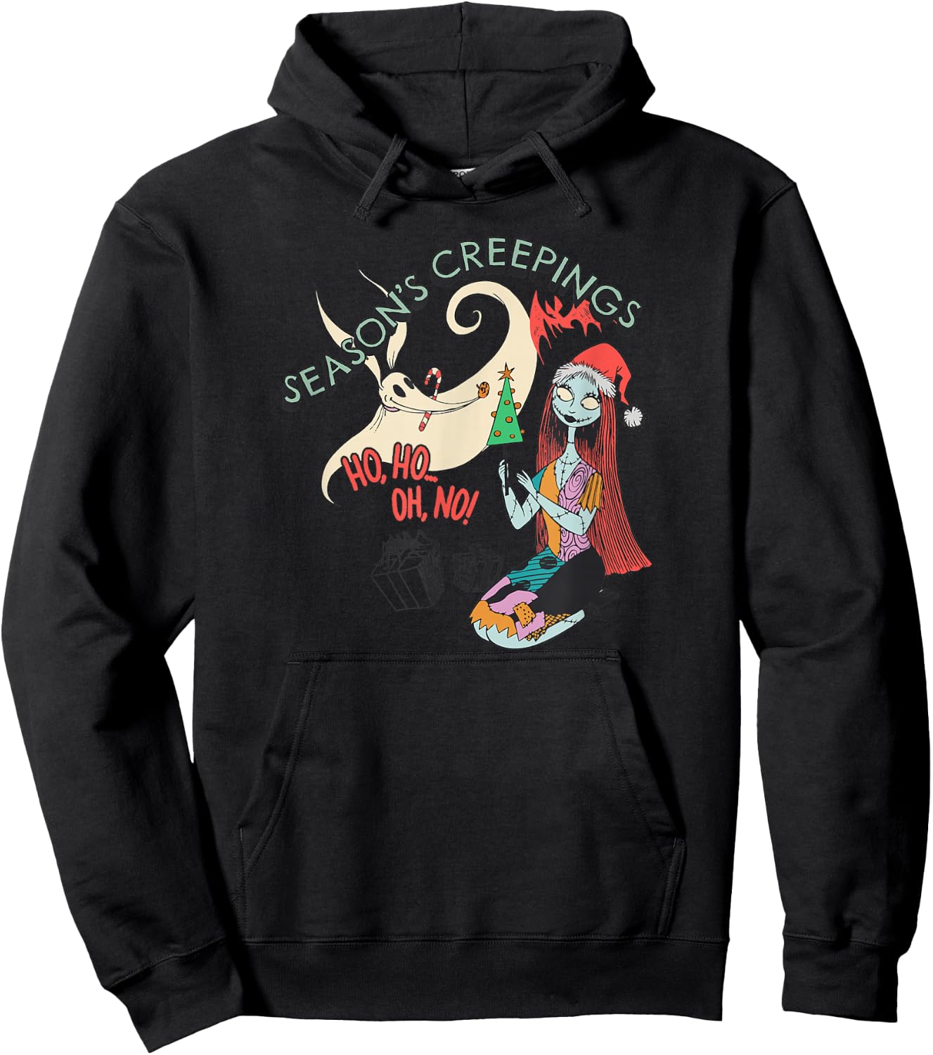 Amazon Essentials Men's Nightmare Before Christmas Sally and Zero Season’s Creepings , Grey Graphic Print, Small Hoodie - Hoodie | Black