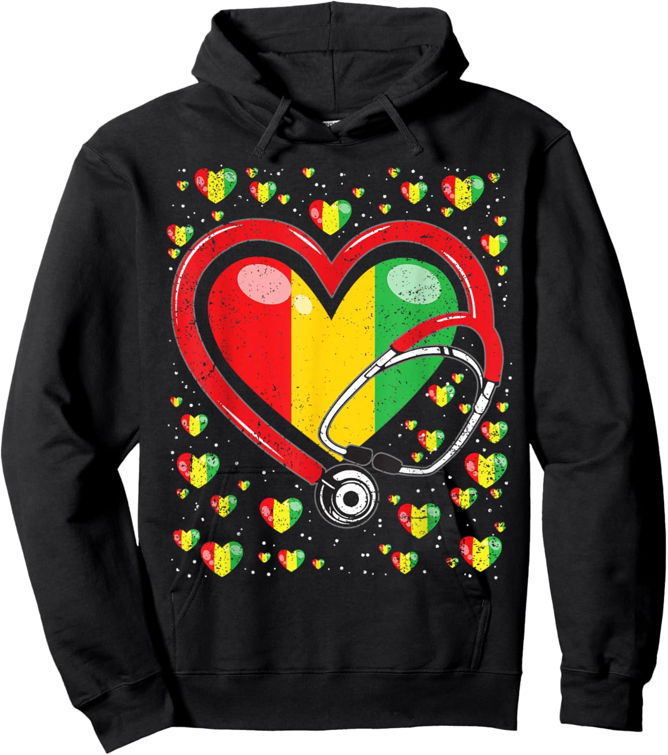 Stethoscope Heart Juneteenth Black History Heart Nurse Hoodie - Hoodie | Black
