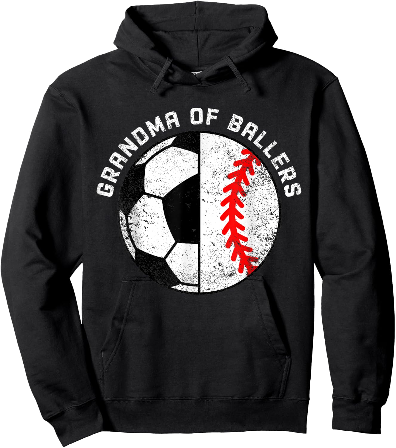 Grandma Of Ballers Funny Soccer Baseball Grandma Hoodie - Hoodie | Black