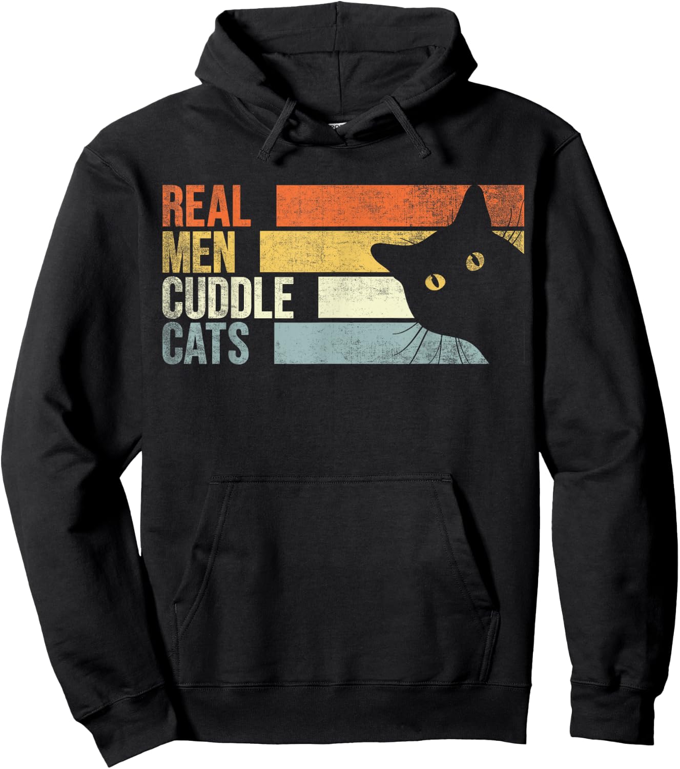Real Men Cuddle Cats. Funny cats lover Hoodie - Hoodie | Black
