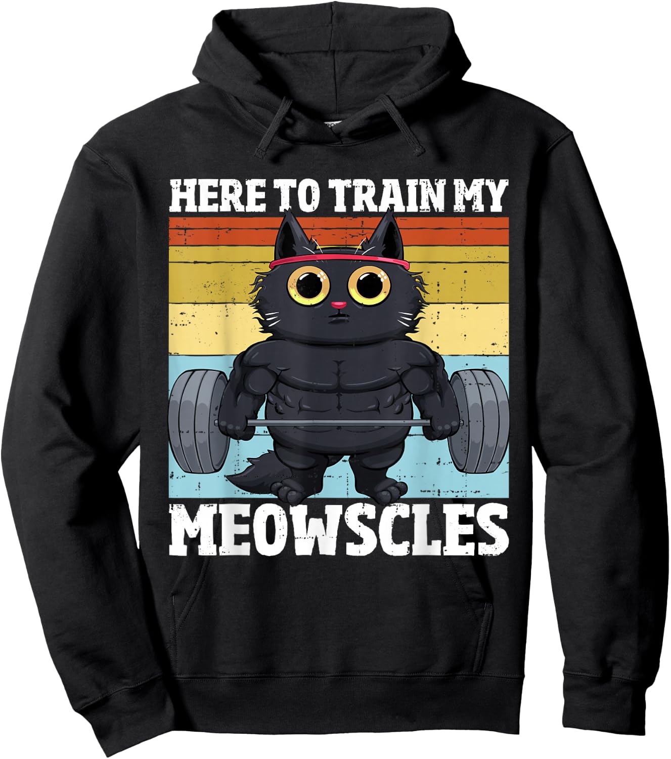 Cat Train My Meowscles Funny Gym Workout Cat Women , Small, Black Hoodie - Hoodie | Black