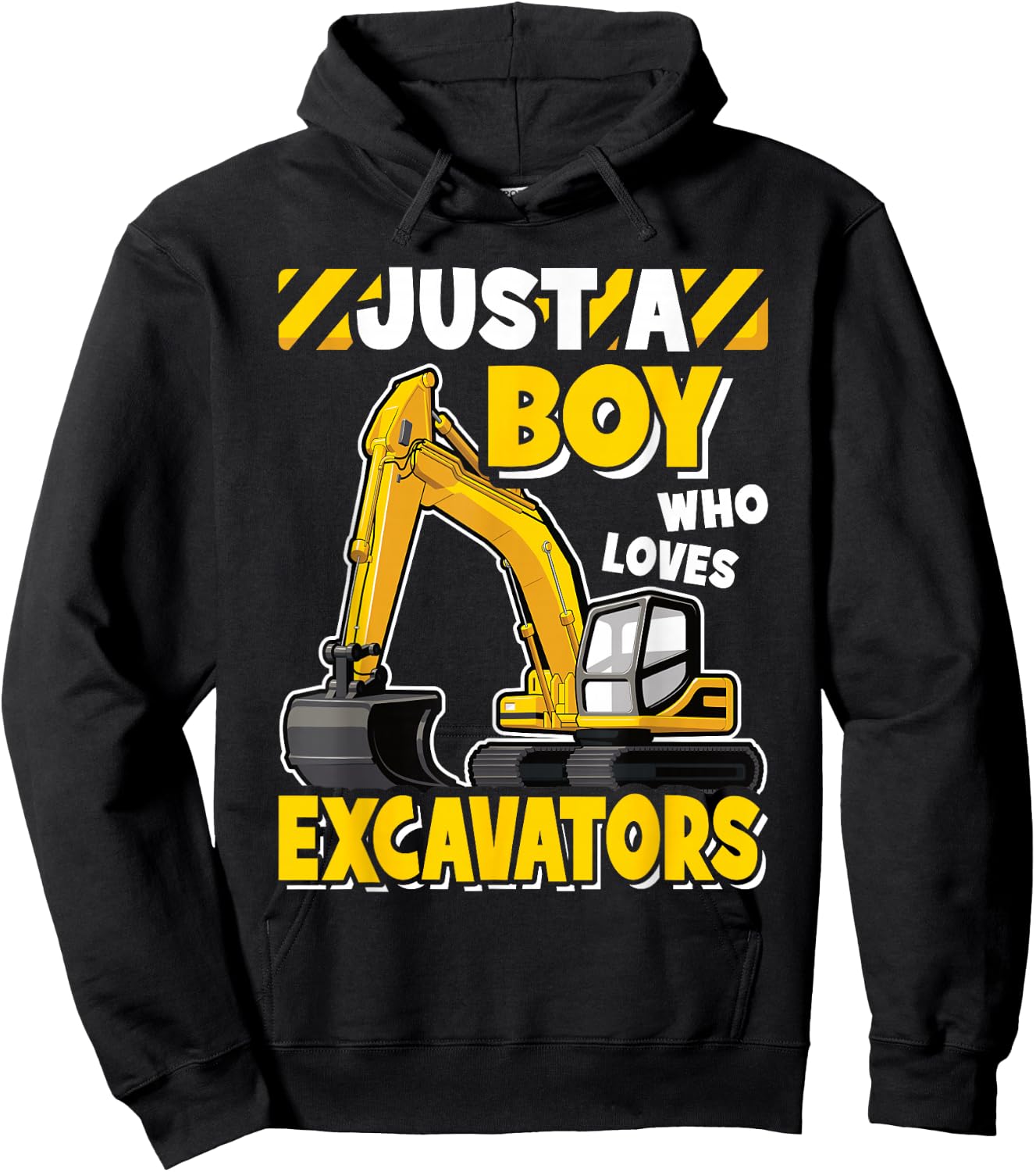 Just A Boy Who Loves Excavators Kids Construction Vehicle Hoodie - Hoodie | Black