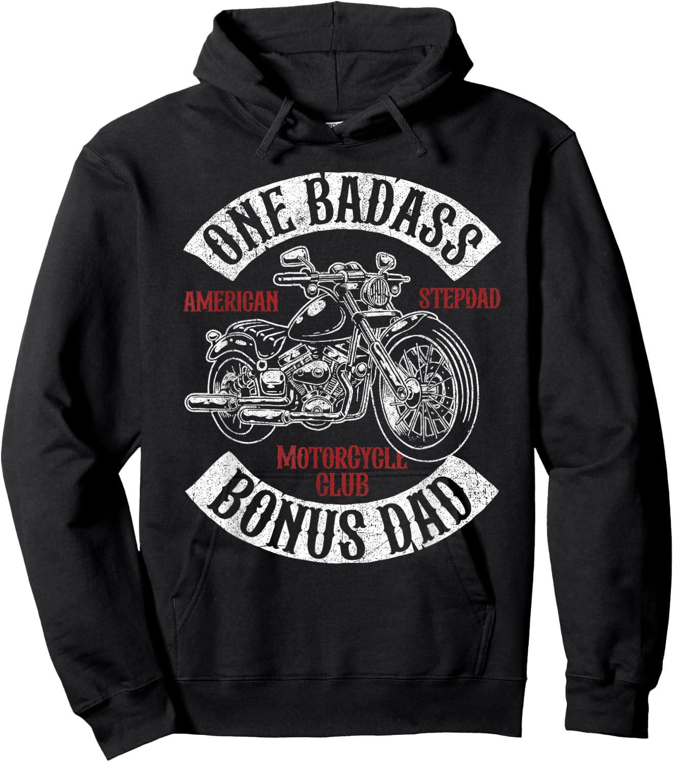 One Badass Bonus Stepdad Biker Motorcycle Step Dad Gift Hoodie - Hoodie | Black