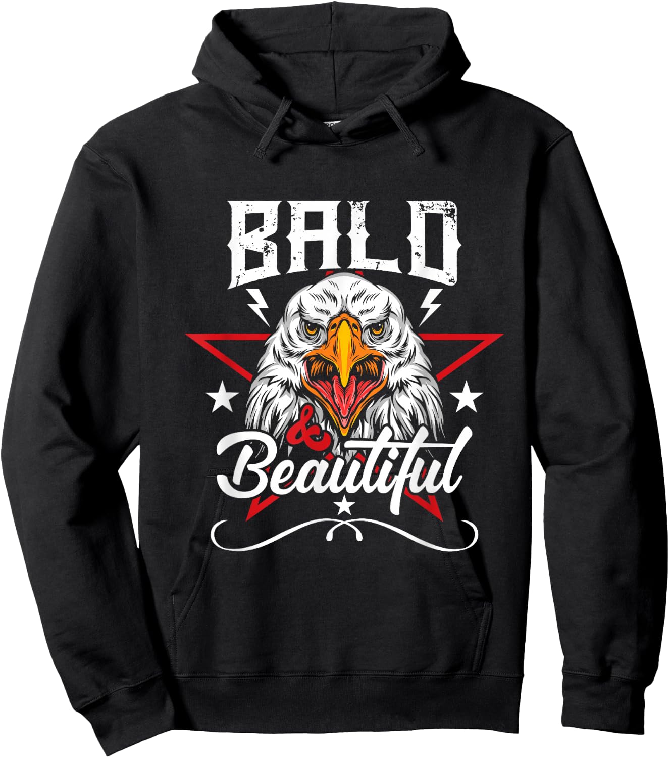 American Patriot - Majestic Bald Eagle with Star Hoodie - Hoodie | Black