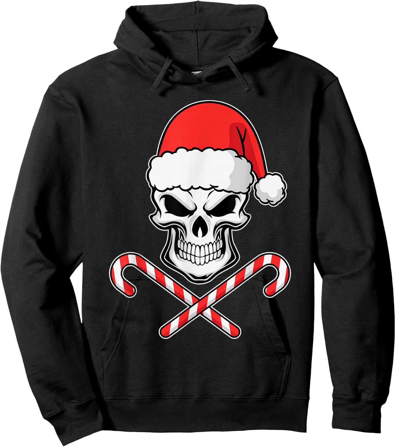 Candy Cane Crew Skull Christmas 2024 Funny Men Boys Girls Hoodie - Hoodie | Black