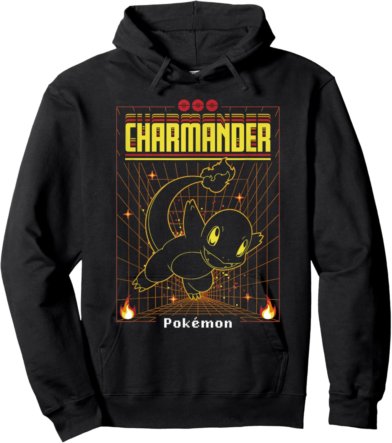 Pokémon Charmander 3D Grid Schematic Hoodie - Hoodie | Black