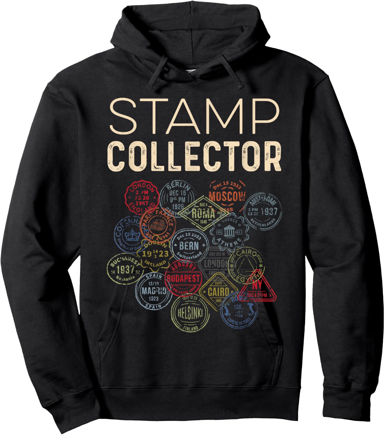 Stamp Collector World Traveler Hoodie - Hoodie | Black