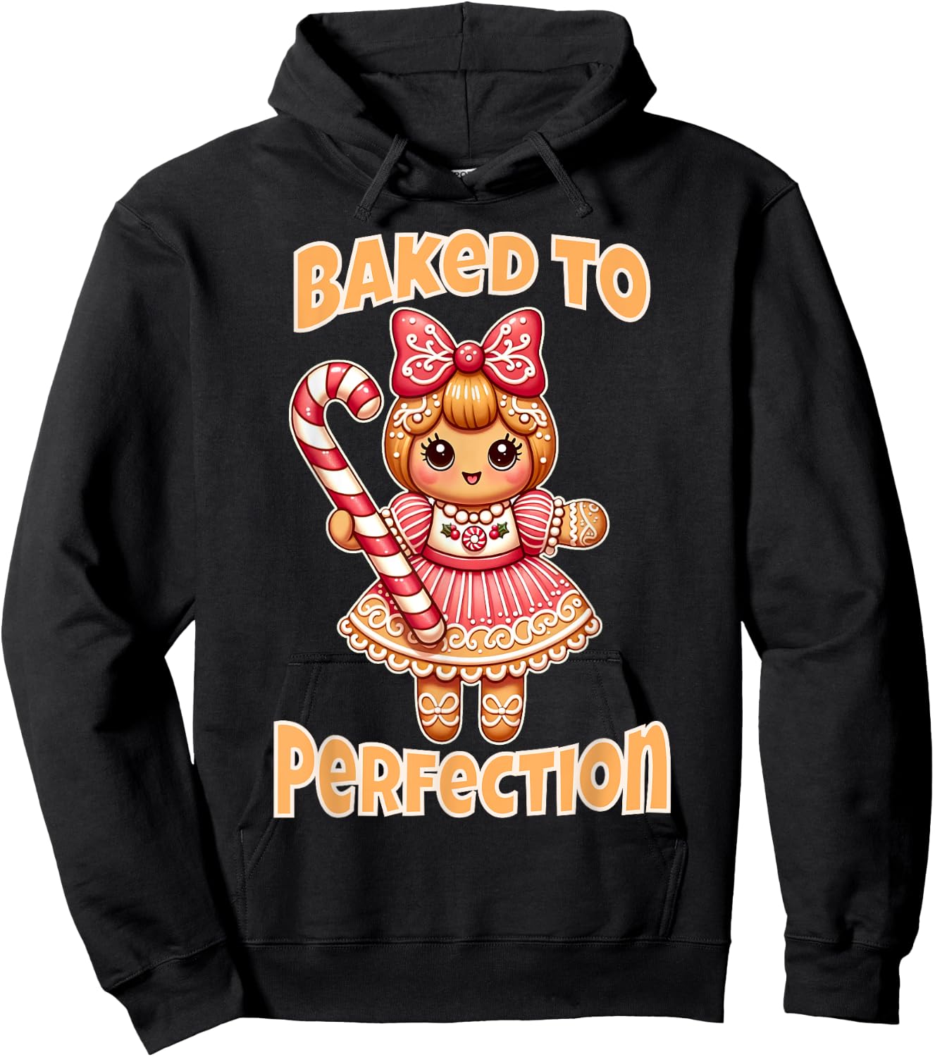 Cute Gingerbread Girl Baked to Perfection Christmas Women Hoodie - Hoodie | Black