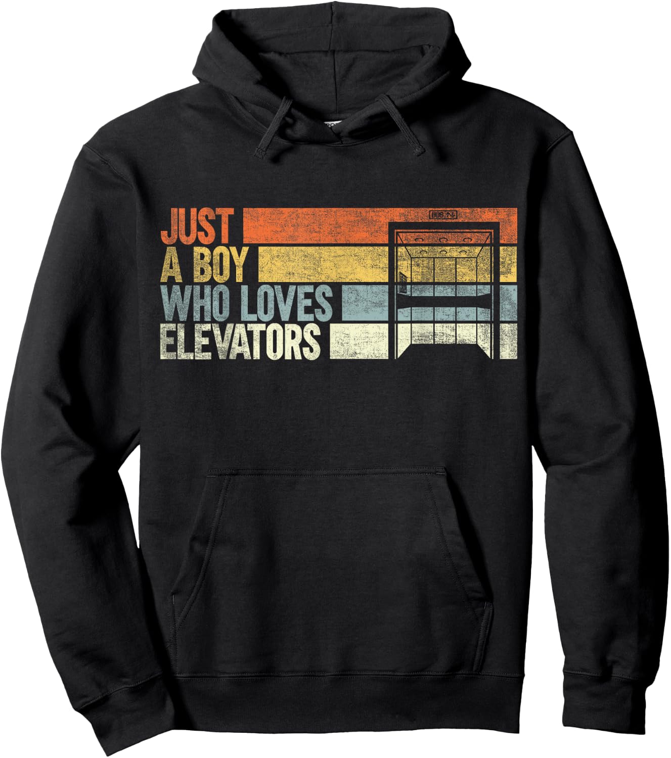 Just a Boy Who Loves Elevators. Funny Elevator Hoodie - Hoodie | Black
