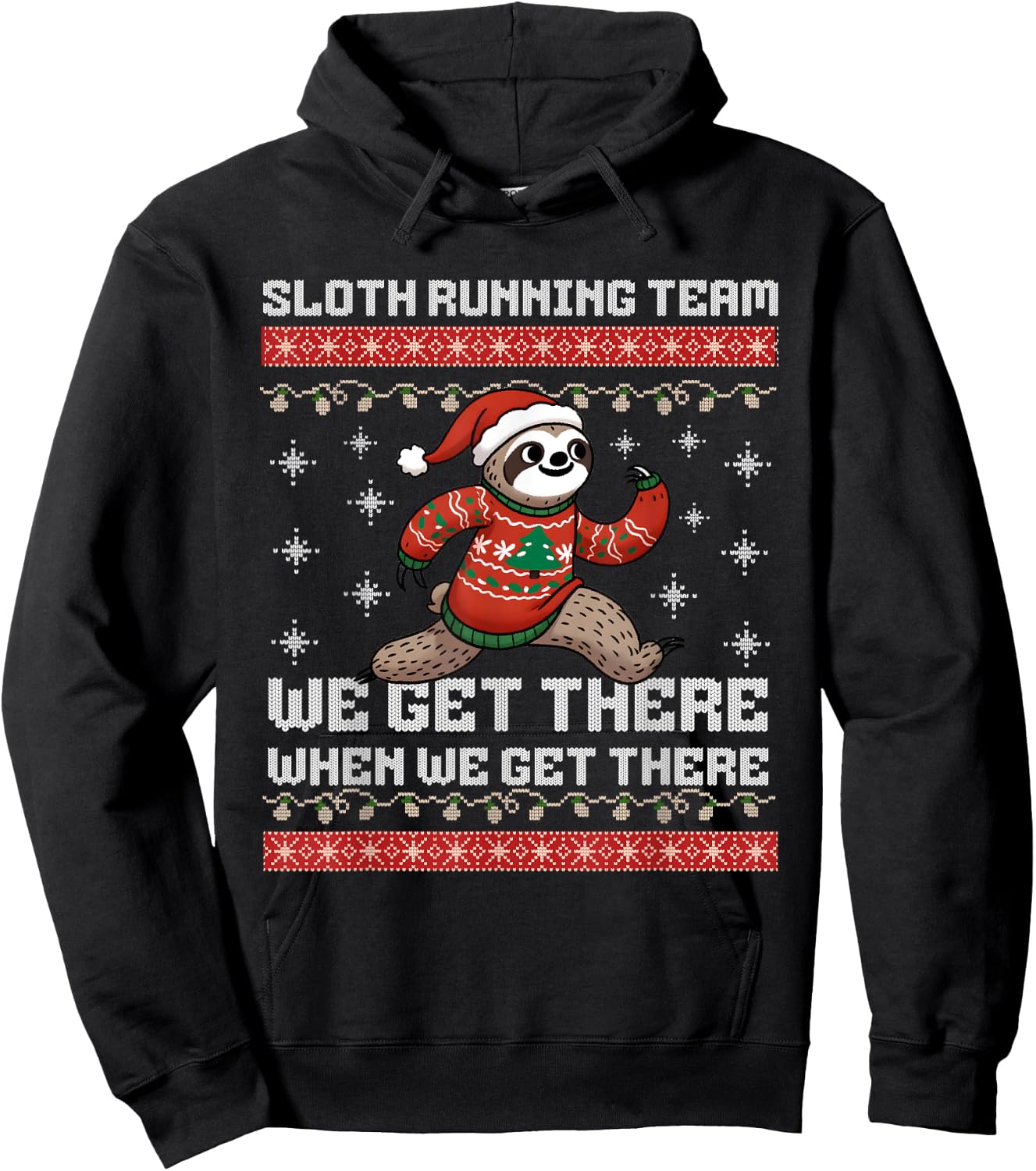 Funny Sloth Christmas 5k Running Team Squad X-Mas Fun Run Hoodie - Hoodie | Black