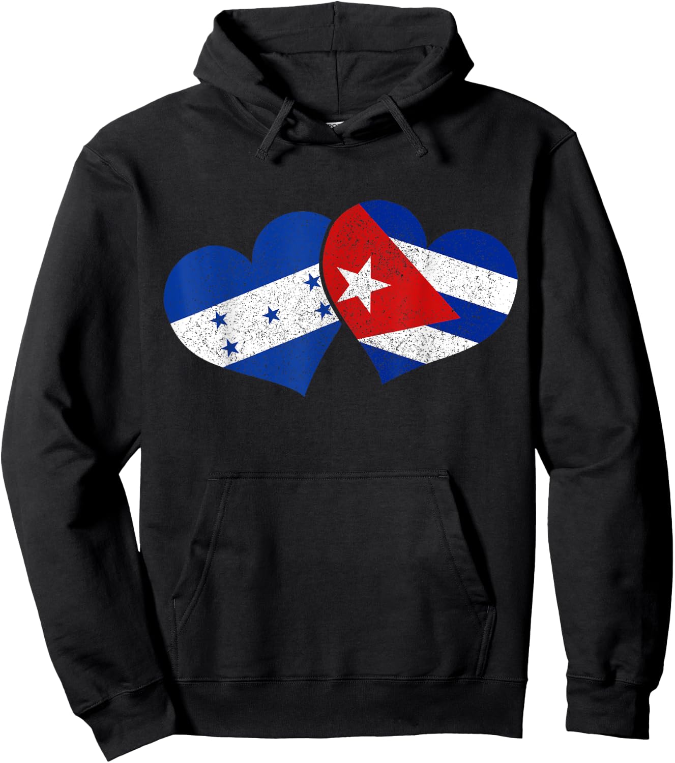 Honduras Cuba Hearts Cuban Honduran Flag Pride Heritage Hoodie - Hoodie | Black