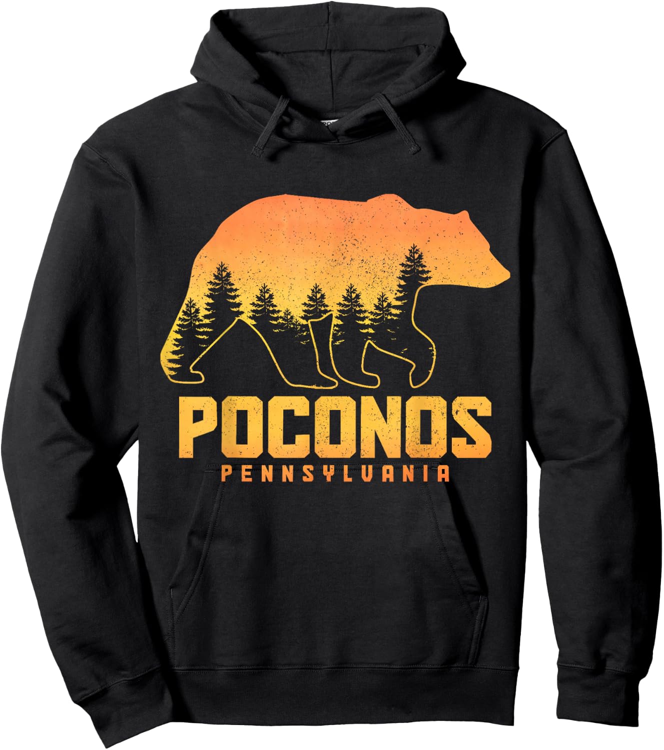 Poconos Pennsylvania Bear Hiking Vintage Pocono Mountains Hoodie - Hoodie | Black