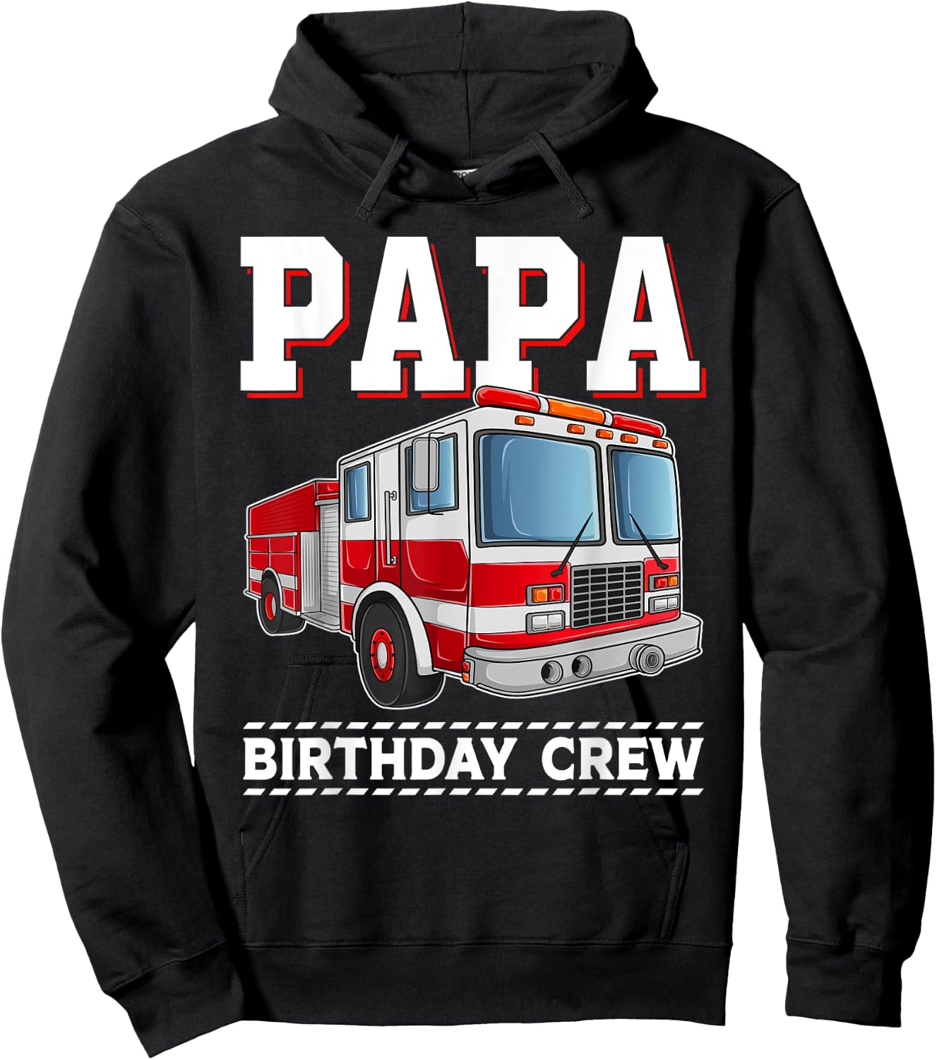 Papa Birthday Crew Fire Truck Themed Family Matching Hoodie - Hoodie | Black