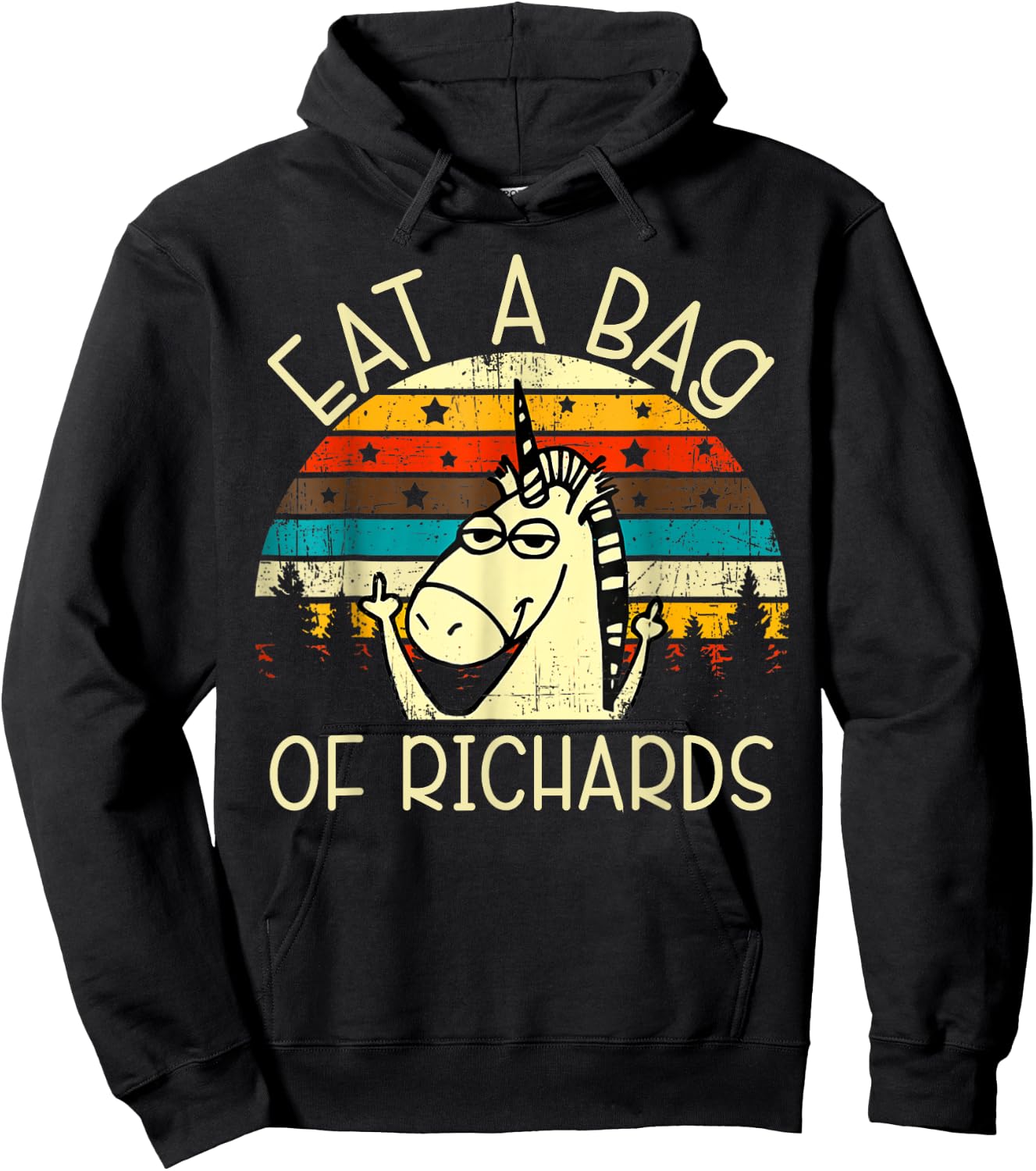 Eat A Bag Of Richards Funny Joke Meme Humor Name Unicorn Men Hoodie - Hoodie | Black
