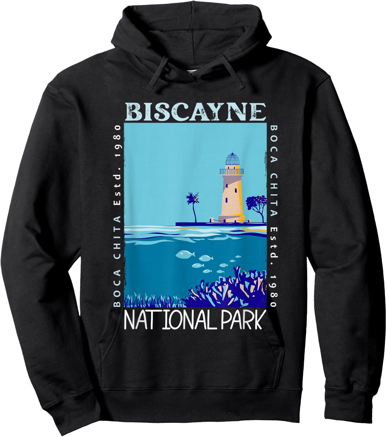 Biscayne National Park Boca Chita Key Distressed Vintage Hoodie - Hoodie | Black