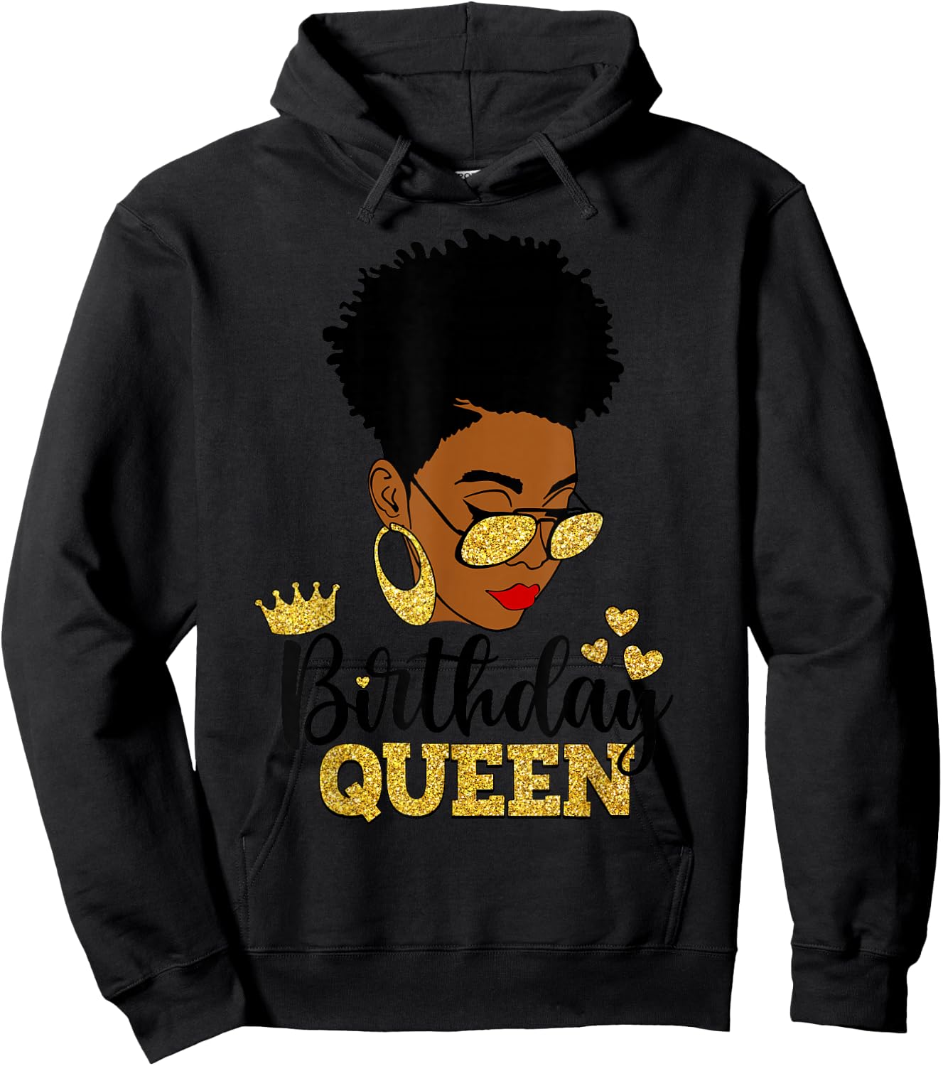 Birthday Queen Afro Short Hair African American Black Woman Hoodie - Hoodie | Black