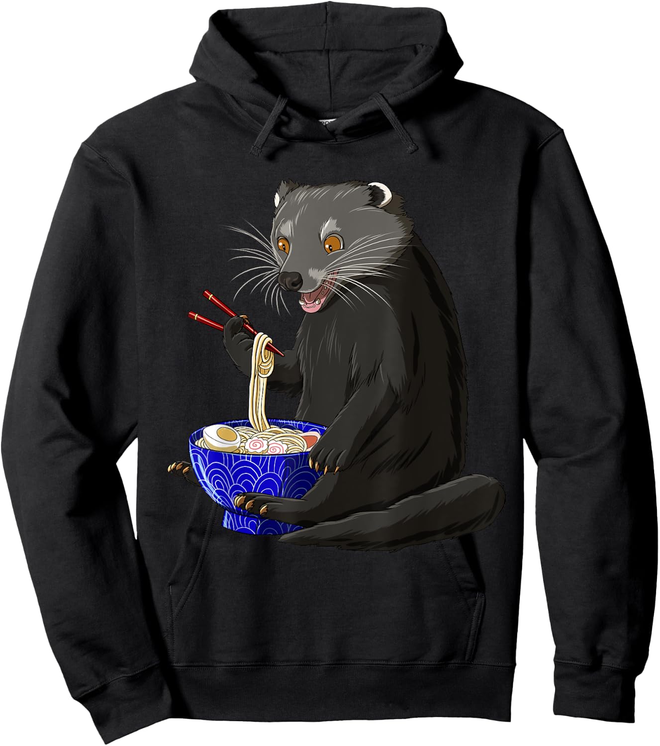 Funny Japanese Kawaii Ramen Binturong Hoodie - Hoodie | Black