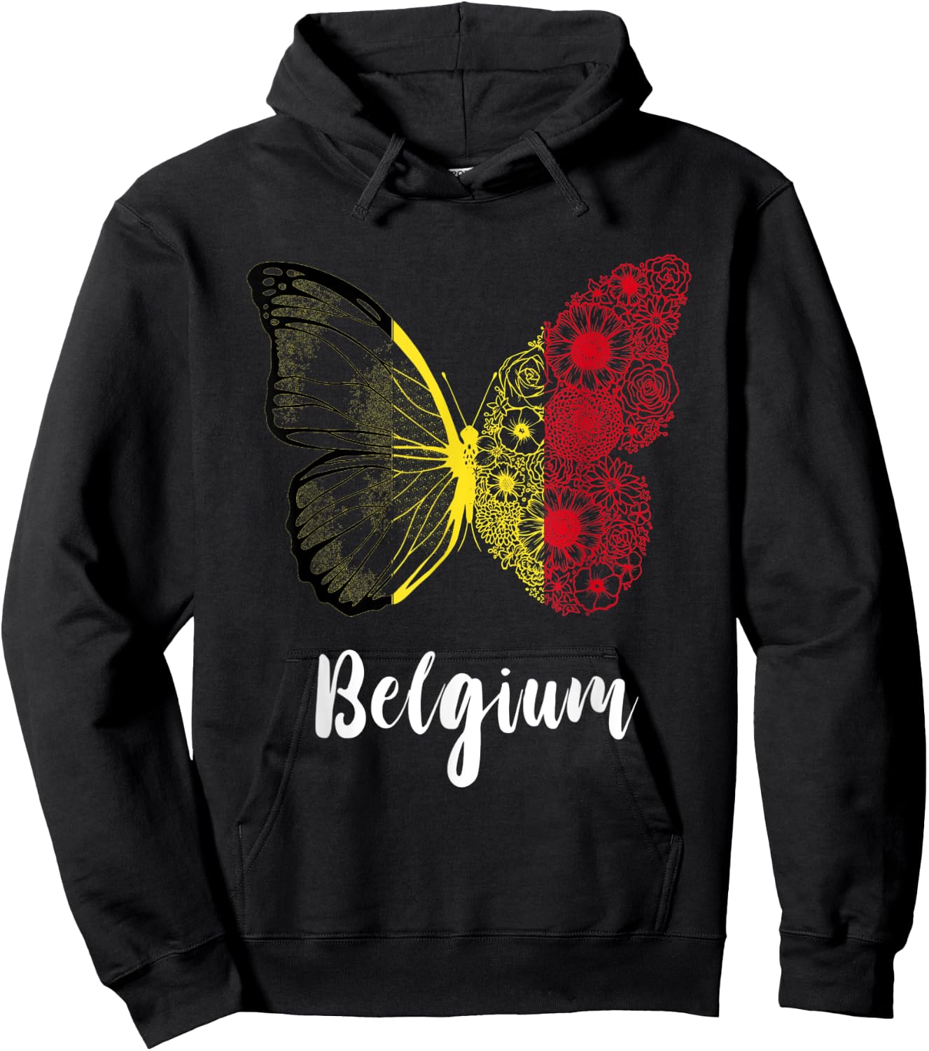 Belgium Butterfly Belgie Belgique Belgian Pride Belgium Flag Hoodie - Hoodie | Black