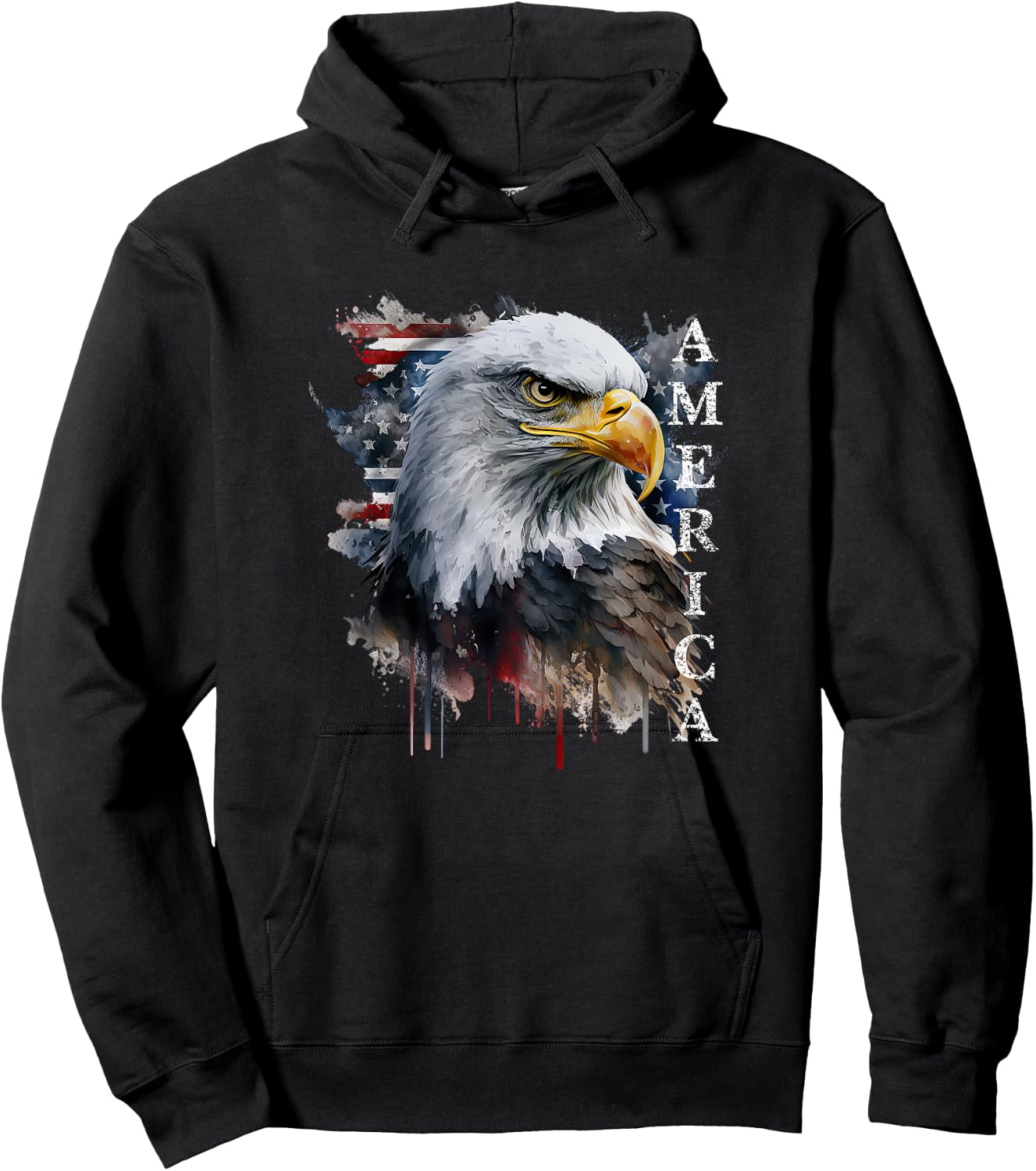 USA Motif American Eagle America Hoodie - Hoodie | Black