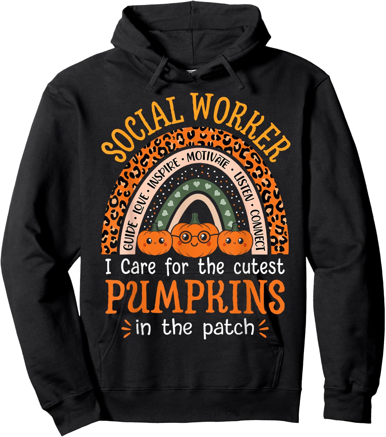 School Social Worker Rainbow Halloween School Worker Hoodie - Hoodie | Black