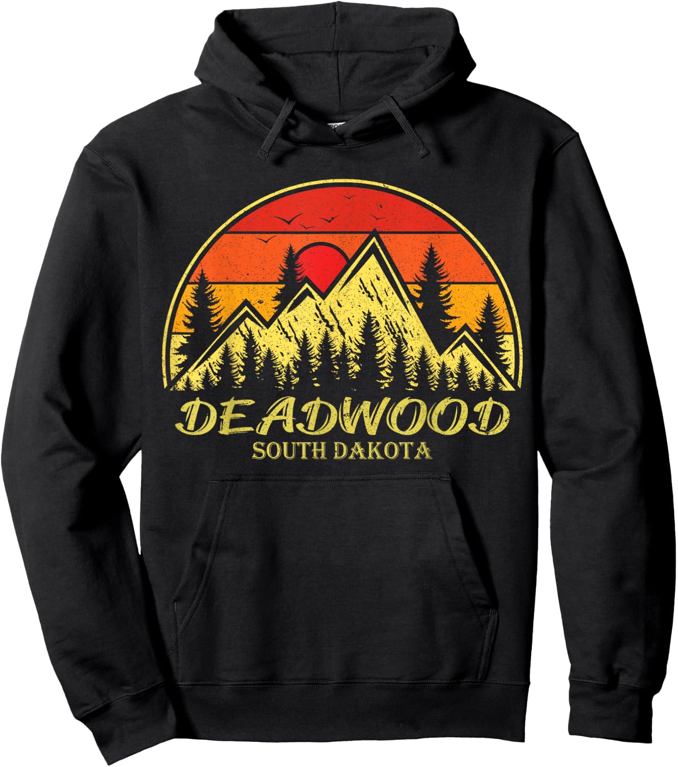 Vintage Deadwood South Dakota SD Mountains Hiking Souvenir Hoodie - Hoodie | Black