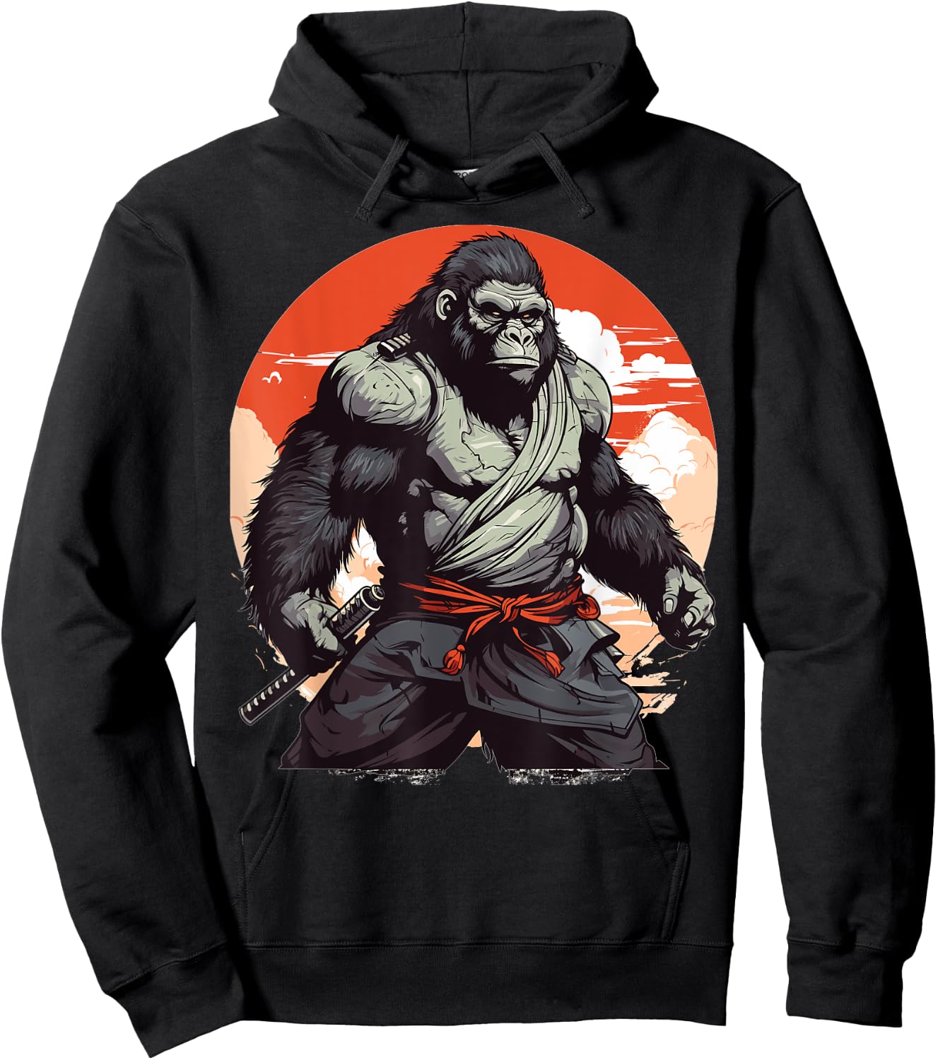 Samurai Monkey Warrior Japanese Ninja Gorilla Kawaii Hoodie - Hoodie | Black