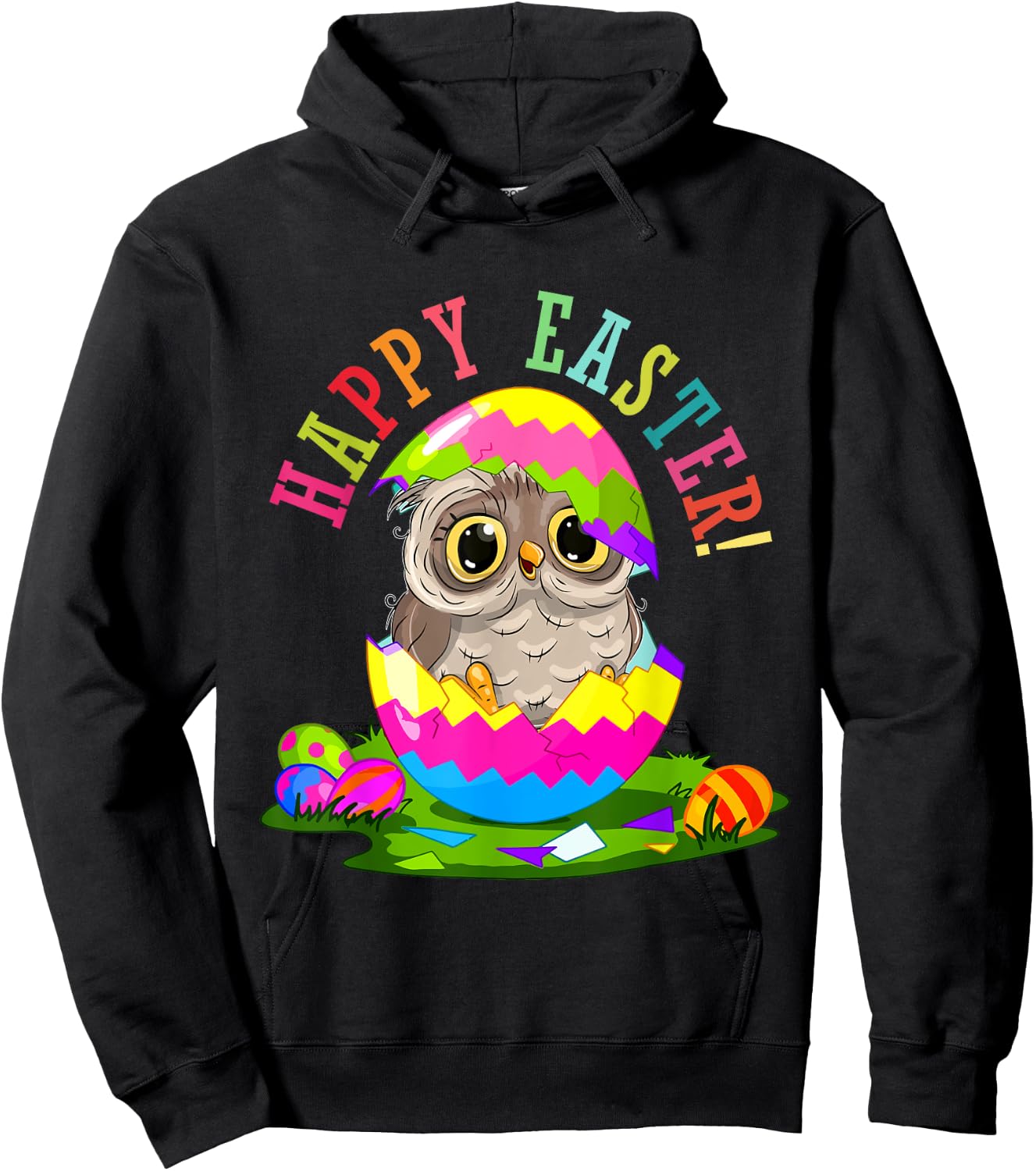 Happy Easter Owl In Chocolate Egg Hunting Eggs Lover Kids Hoodie - Hoodie | Black