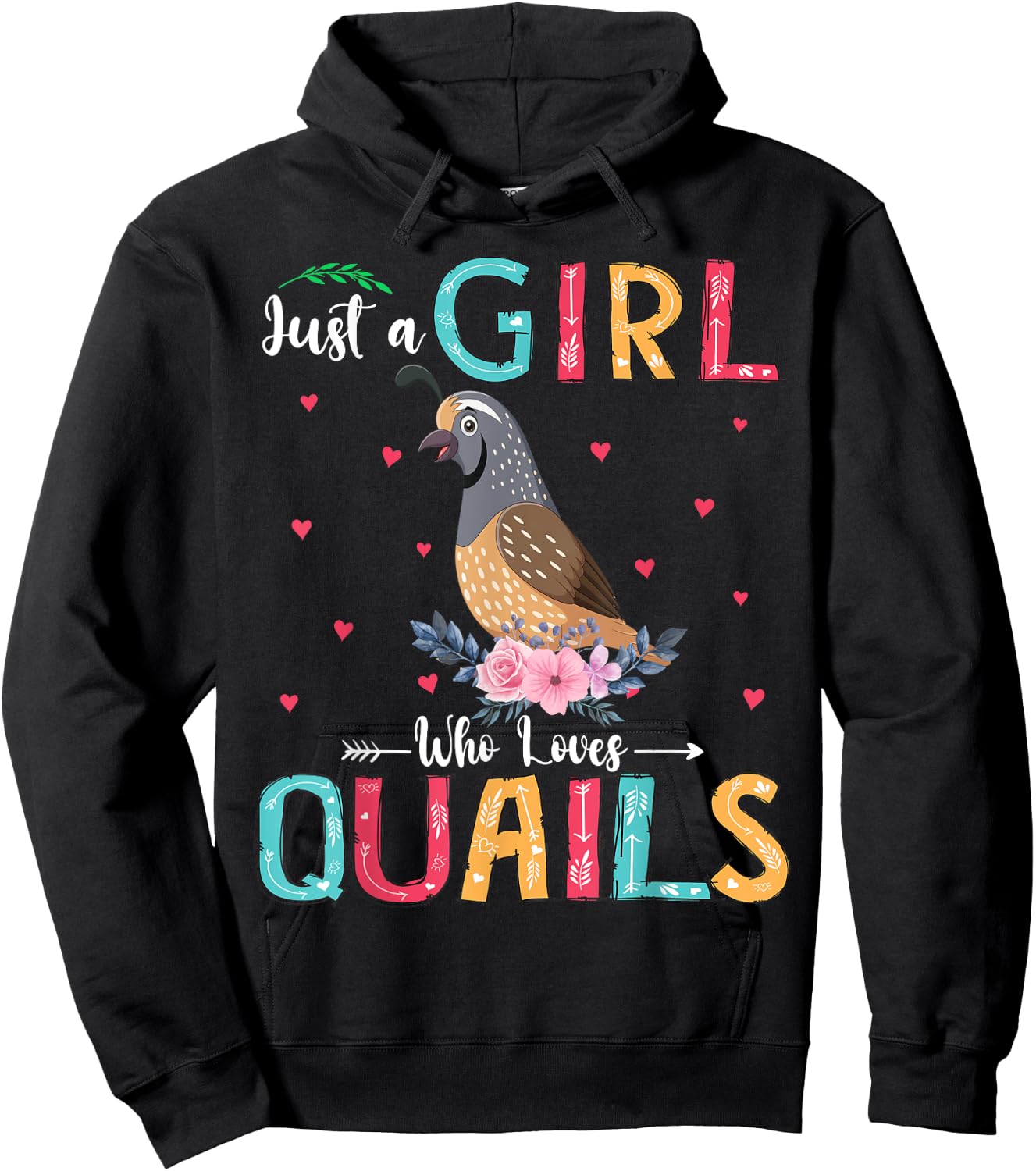 Just A Girl Who Loves Quails Funny Floral Flower Quail Bird Hoodie - Hoodie | Black