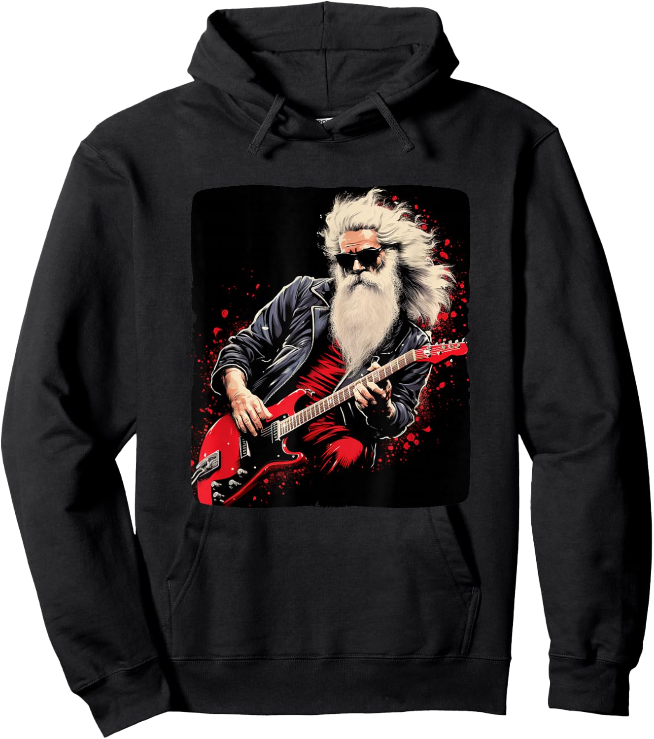Rock'n Roll Santa Claus Costume for Christmas Eve Party Hoodie - Hoodie | Black