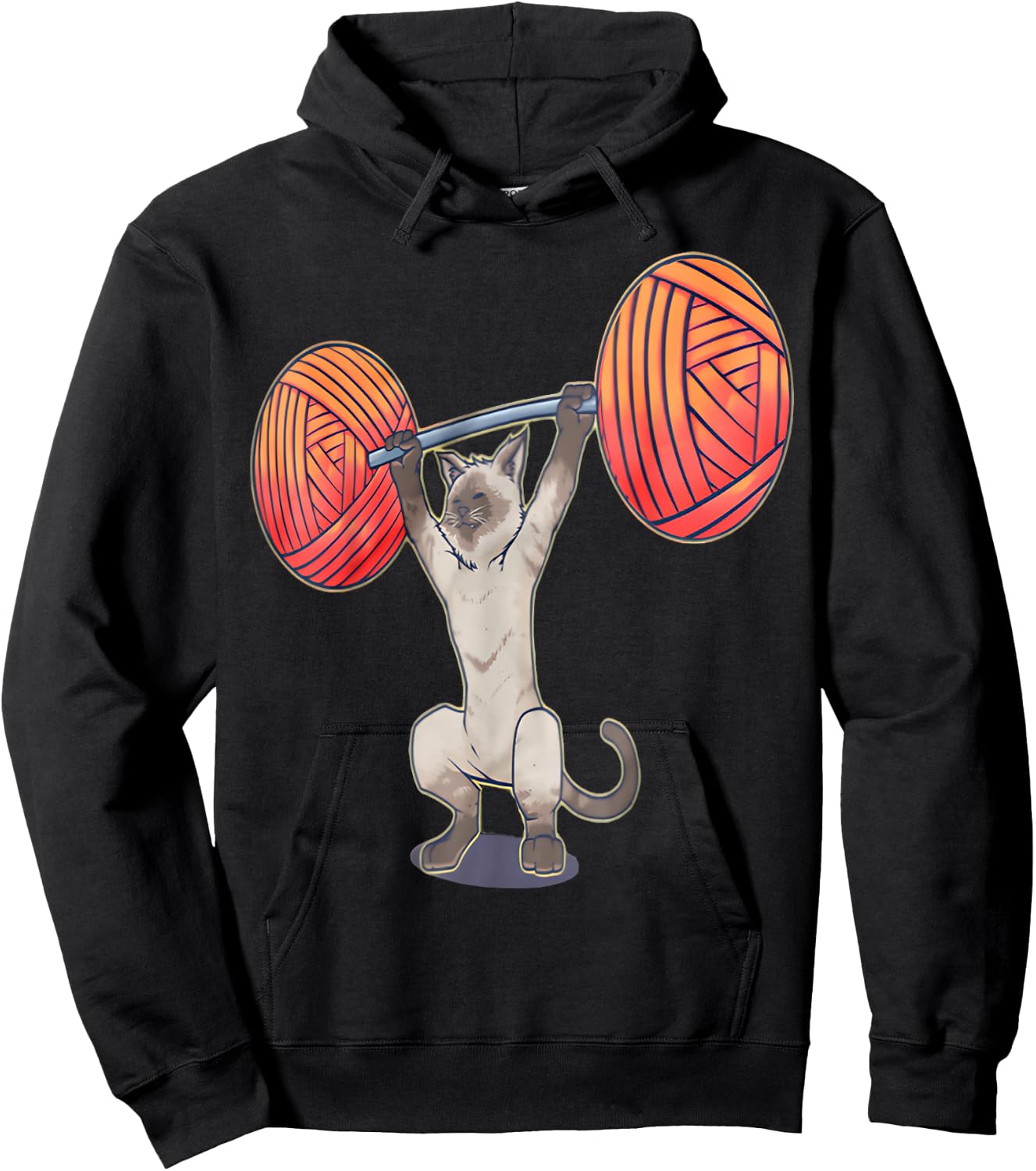 Olympic Snatch Siamese Cat Weightlifting Bodybuilding Muscle Hoodie - Hoodie | Black