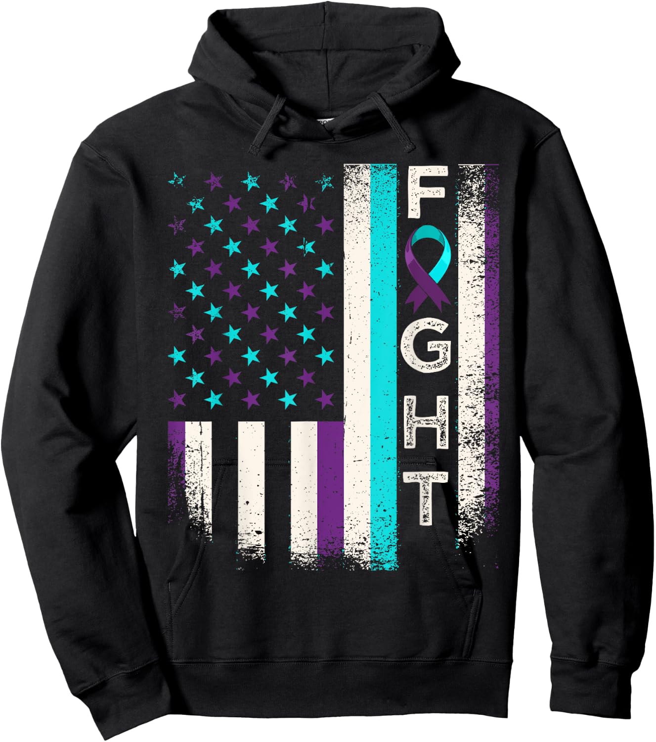Suicide Prevention Awareness Month US American Flag Fight Hoodie - Hoodie | Black