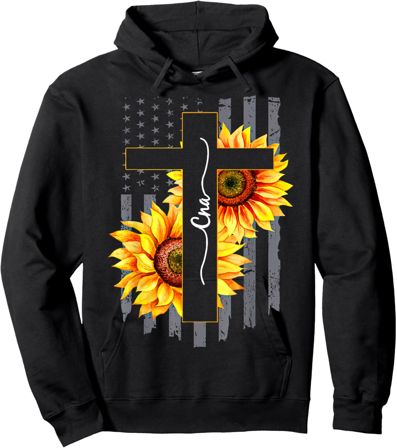 Nurse CNA Jesus Cross Sunflower 4th Of July Women's Hoodie - Hoodie | Black