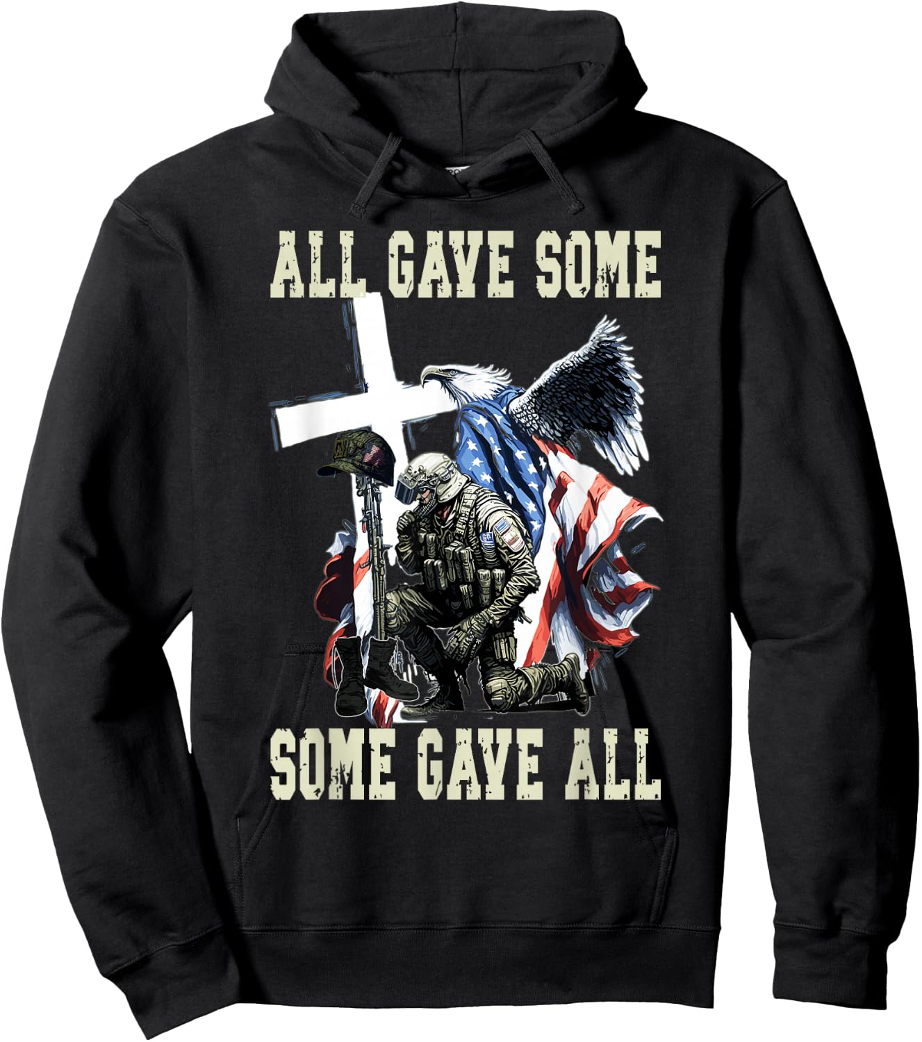 All Gave Some Some Gave All US Flag Soldier Memorial Day Hoodie - Hoodie | Black