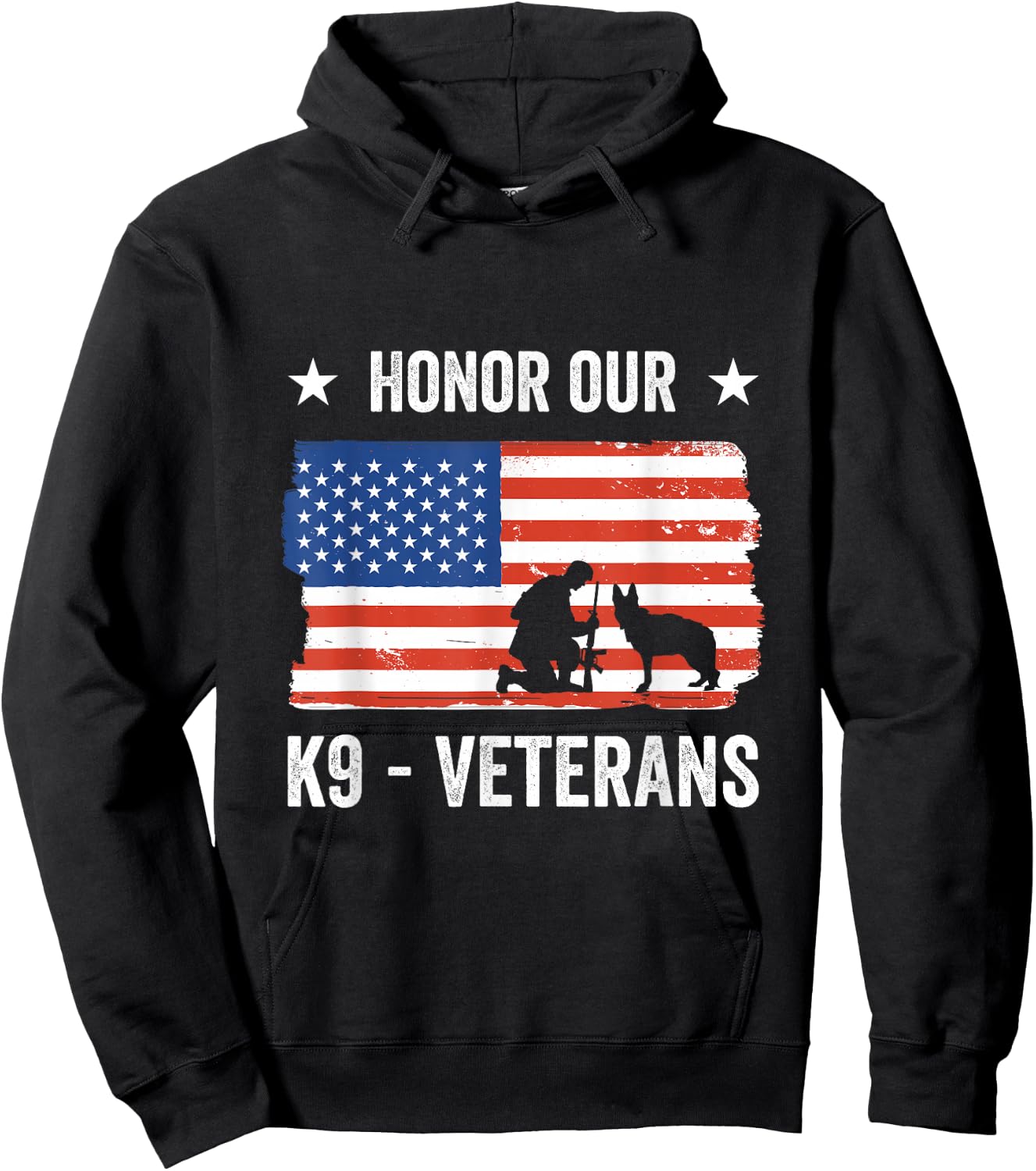 Honor Our K9 Veterans Military Working Dog Hoodie - Hoodie | Black