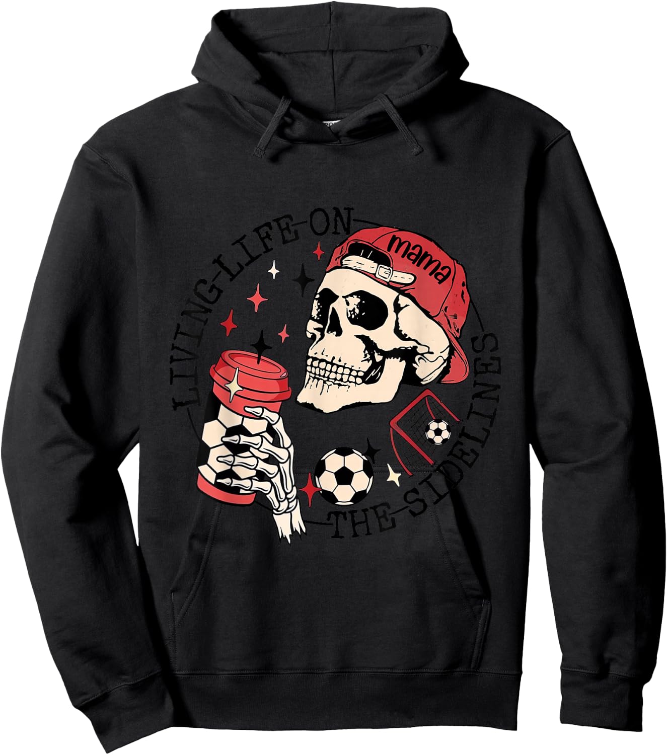 Soccer Mama Living Life On The Sidelines Skeleton Coffee Hoodie - Hoodie | Black