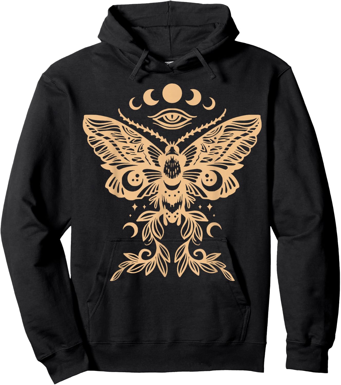 Witchy Aesthetic Celestial Mystic Death Moth Wiccan Moon Hoodie - Hoodie | Black