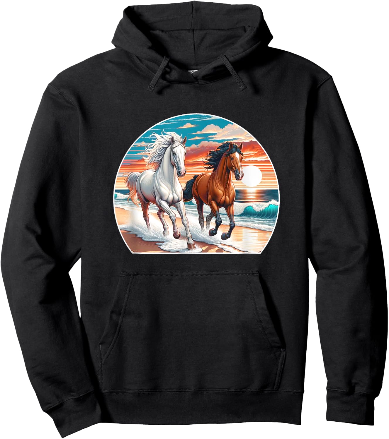 Horses Running On The Beach - Women Kids Hoodie - Hoodie | Black