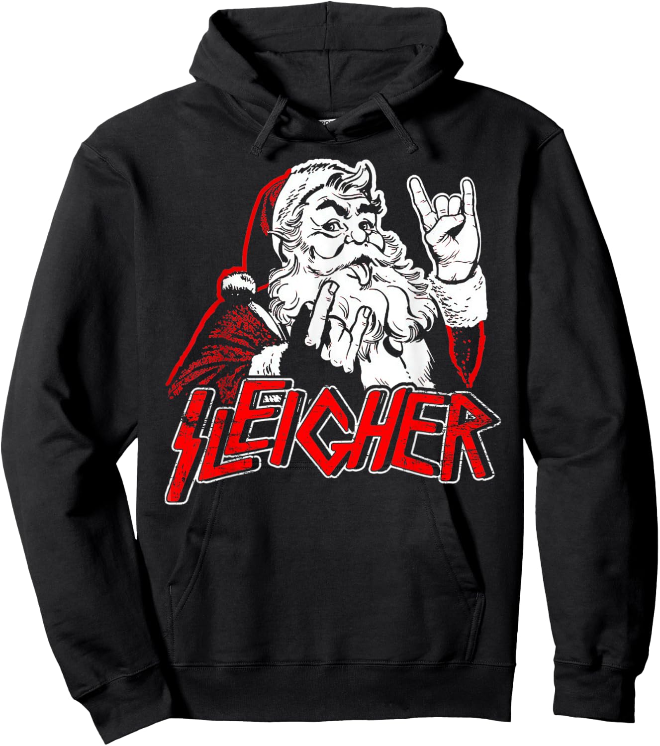 Sleigher Hail Santa Heavy Metal Christmas & Women Hoodie - Hoodie | Black