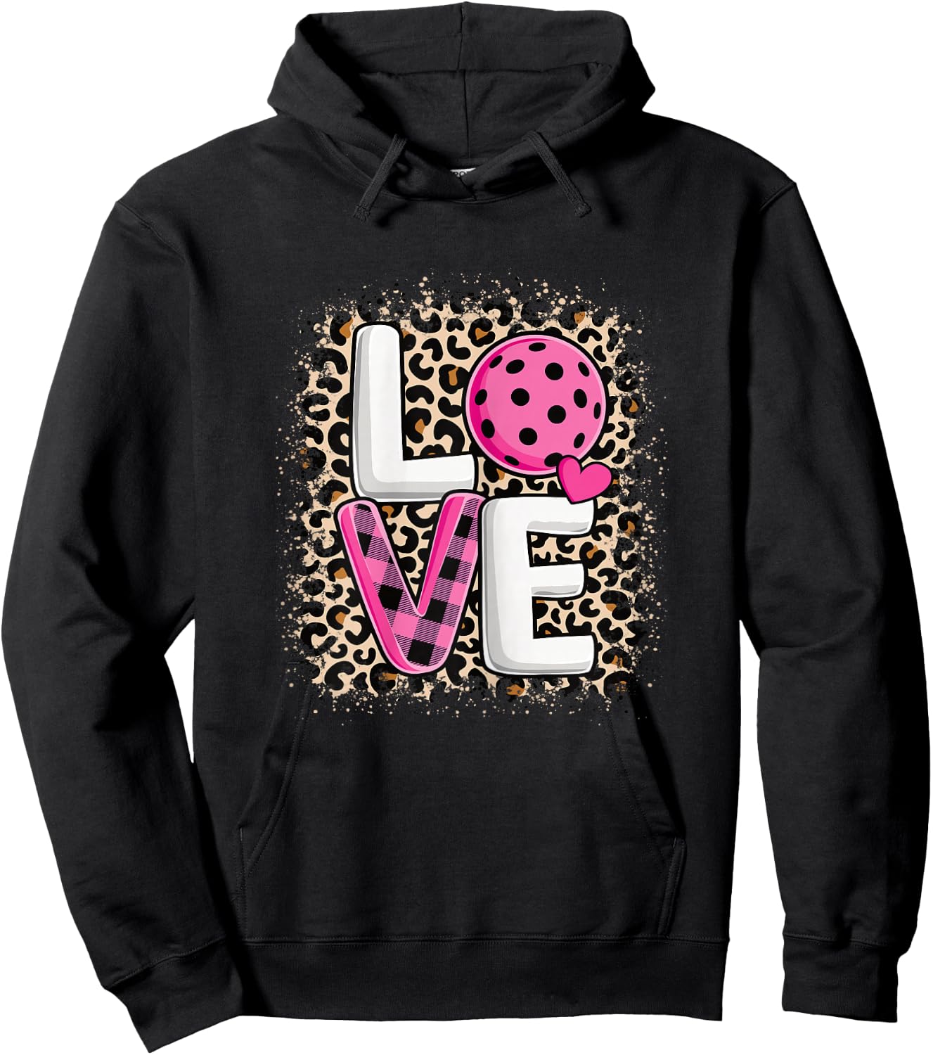 Pink Love Pickleball Cute Pickleball Lover Women Girls Hoodie - Hoodie | Black