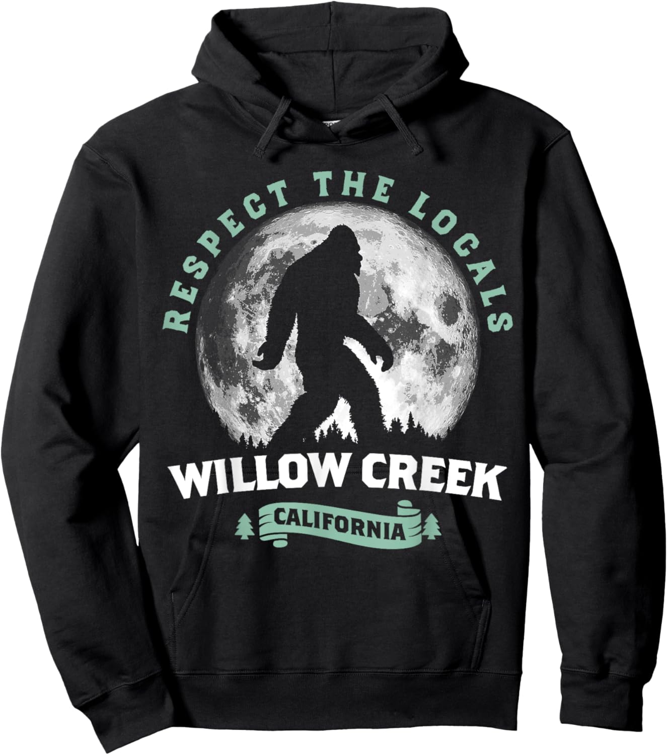 Willow Creek California Bigfoot Night Walk Retro Hoodie - Hoodie | Black