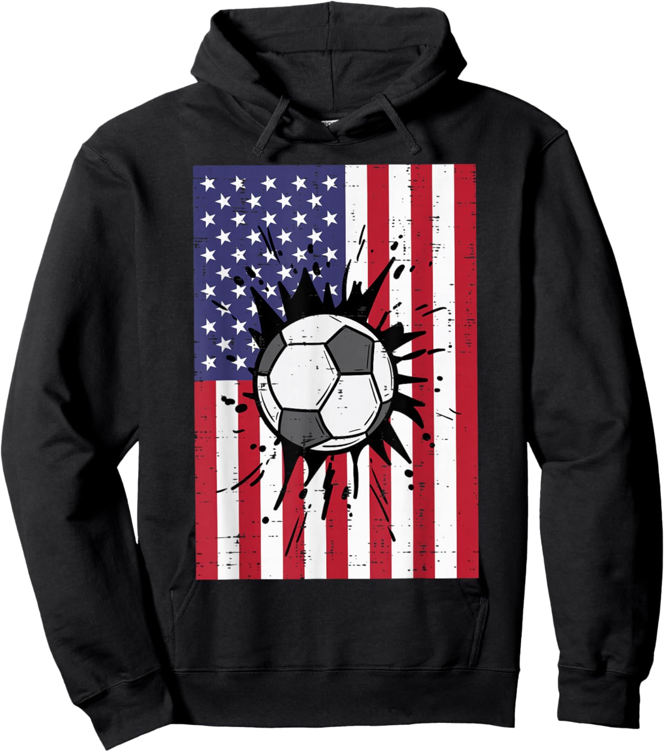 4th Of July Soccer US Flag Football Patriotic Boys Kids Men Hoodie - Hoodie | Black