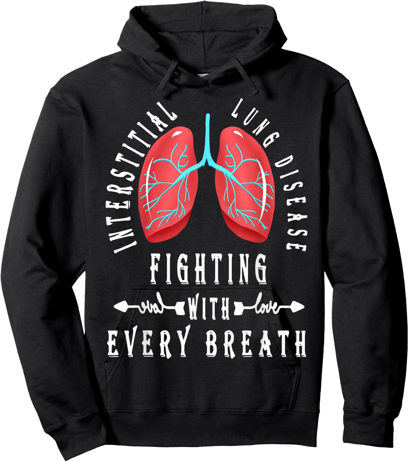 Interstitial Lung Disease Fighting With Every Breath Hoodie - Hoodie | Black